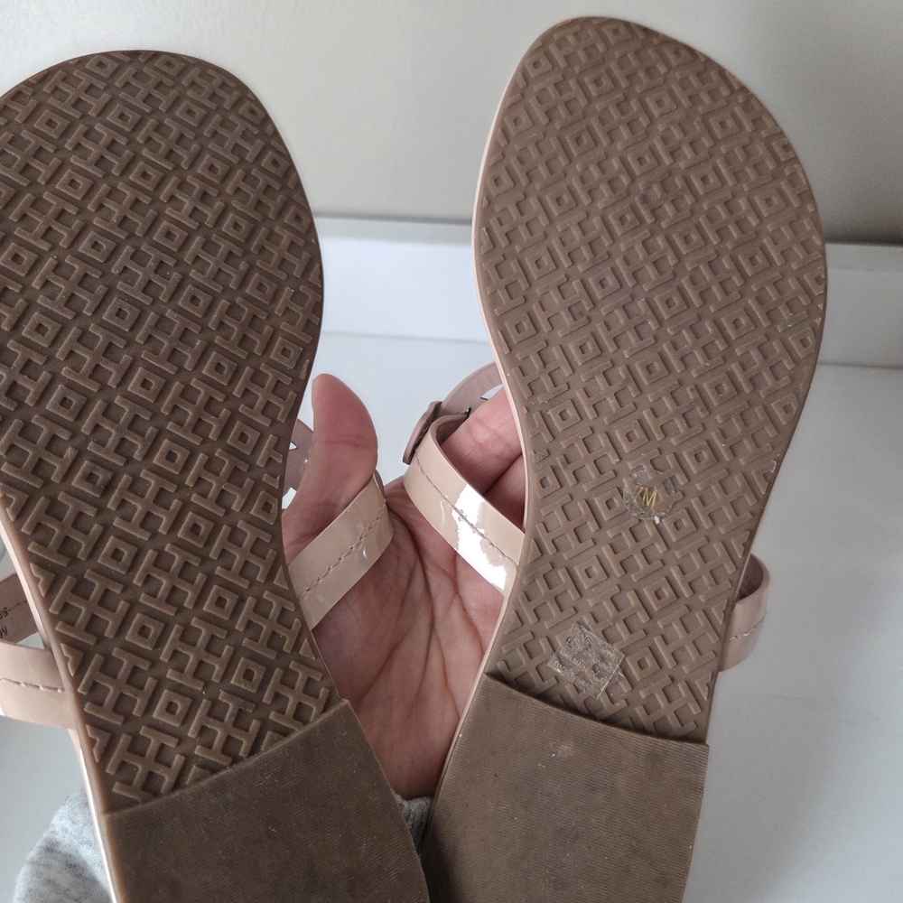 Tory Burch Leather  Sandals 7 Beige Nude Used Like New Condition - Picture 4 of 11